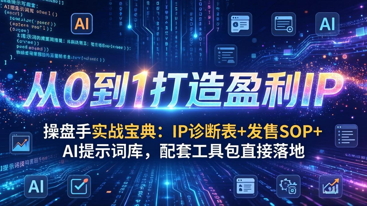 操盘手实战宝典：IP诊断表+发售SOP+AI提示词库，配套工具包直接落地，从0到1打造盈利IP-百盟网