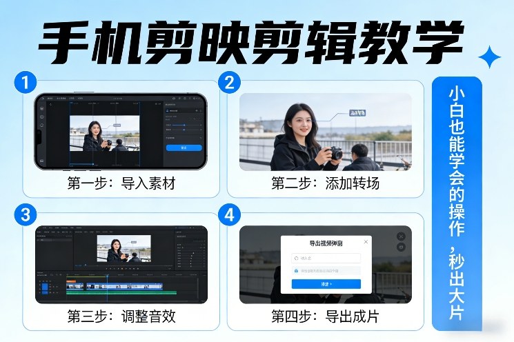 手机剪映剪辑教学,小白也能学会的操作,秒出大片-百盟网