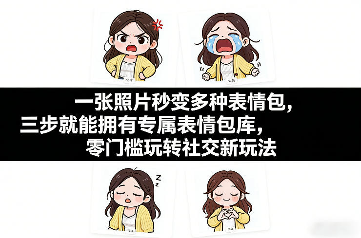 一张照片秒变多种表情包，三步就能拥有专属表情包库，零门槛玩转社交新玩法【文档】-百盟网