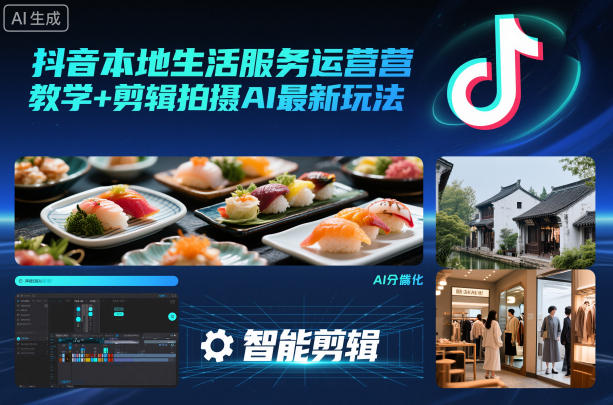 抖音本地生活服务运营教学+剪辑拍摄AI最新玩法-百盟网