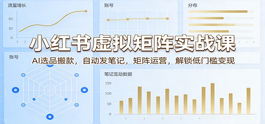 小红书虚拟矩阵实战课：AI选品搬款，自动发笔记，矩阵运营，解锁低门槛变现-百盟网