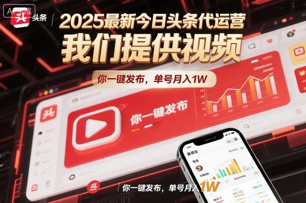 2025最新今日头条代运营，我们提供视频，你一键发布，单号月入1W【揭秘】-百盟网