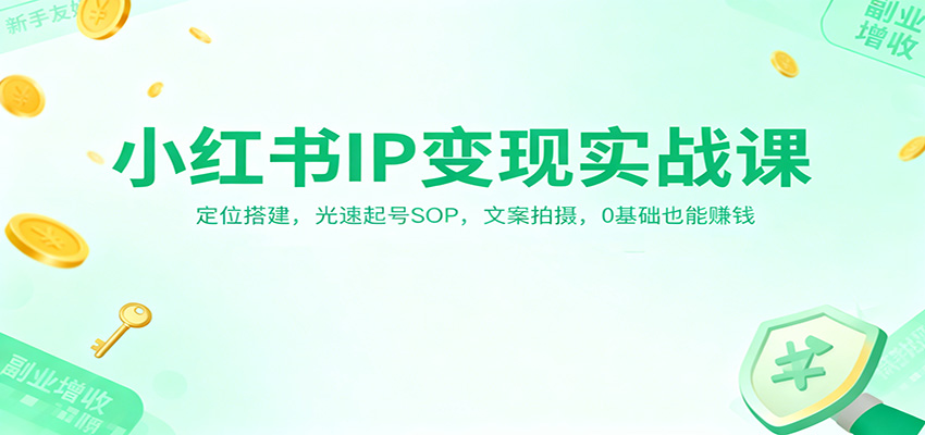 小红书IP变现实战课:定位搭建,光速起号SOP,文案拍摄,0基础也能赚钱-百盟网
