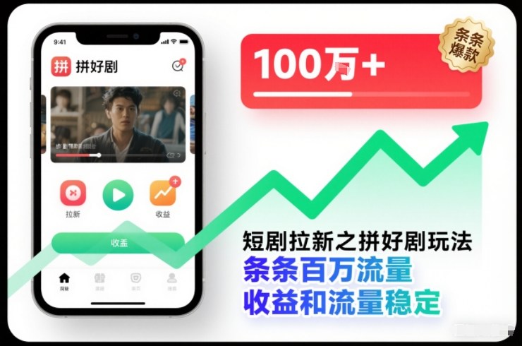 短剧拉新之拼好剧玩法，条条百万流量，收益和流量稳定-百盟网