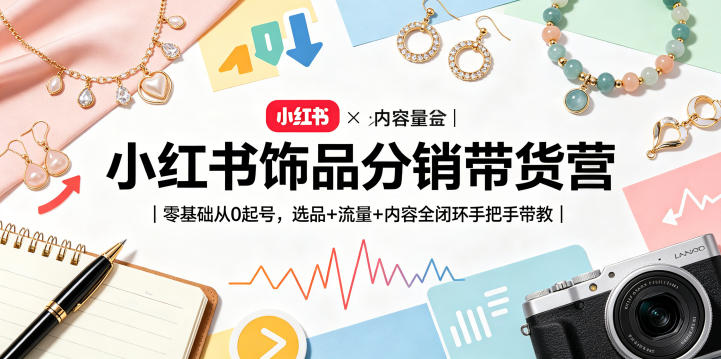 小红书饰品分销带货营｜零基础从0起号，选品+流量+内容全闭环手把手带教(更新0527)-百盟网