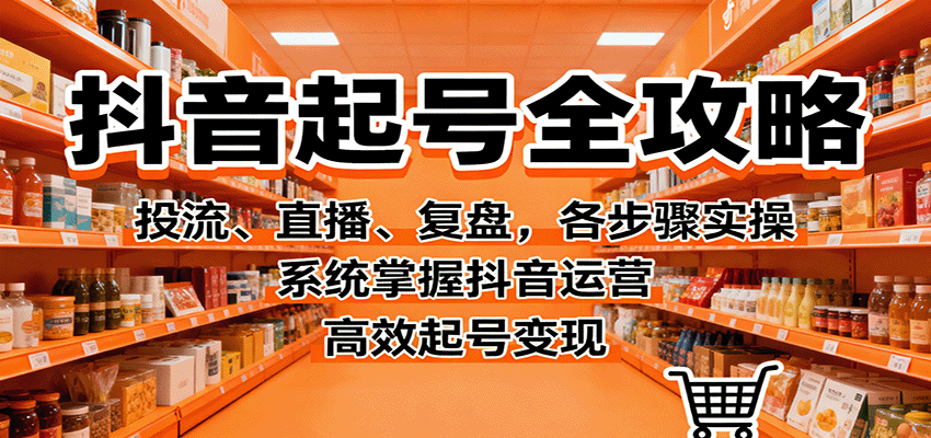 抖音起号全攻略，投流、直播、复盘，各步骤实操，系统掌握抖音运营，高效起号变现-百盟网