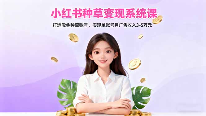 小红书种草变现系统课：打造吸金种草账号，实现单账号月广告收入3-5万元-百盟网