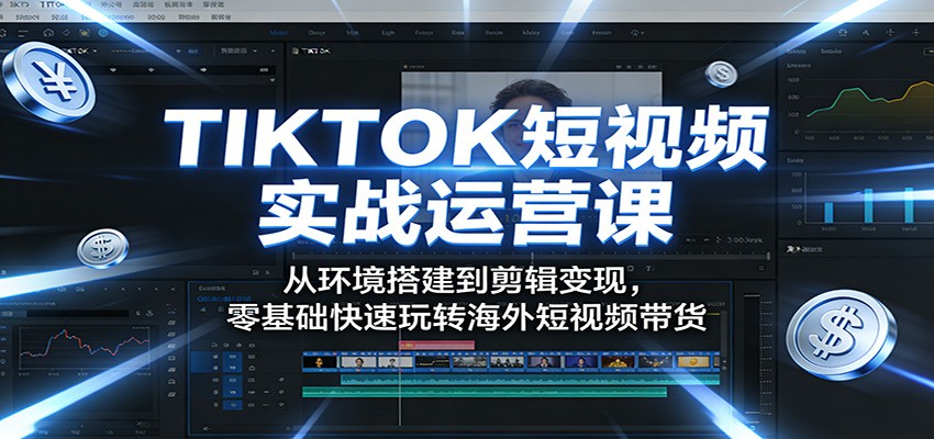 TIKTOK短视频实战运营课：从环境搭建到剪辑变现，零基础快速玩转海外短视频带货-百盟网