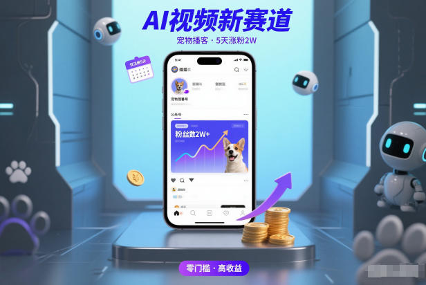 AI视频新赛道，宠物播客仅注册5天涨粉2W，收益非常可观-百盟网