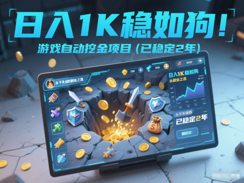 日入1K稳如狗！游戏自动挖金项目(已稳定2年)，永不失业的副业之选【揭秘】-百盟网