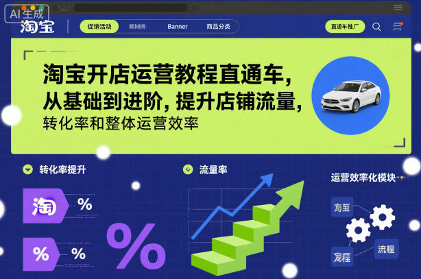 淘宝开店运营教程直通车，从基础到进阶，提升店铺流量，转化率和整体运营效率(更新11月)-百盟网