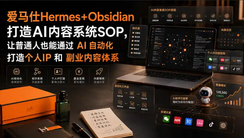 爱马仕Hermes+Obsidian打造AI内容系统SOP，让普通人也能通过 AI 自动化打造个人IP 和 副业内容体系-百盟网