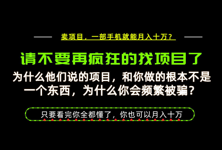 为什么做项目的人大多都是炮灰？为什么只有卖项目才能稳？看完你也可以月入10W+【揭秘】-百盟网