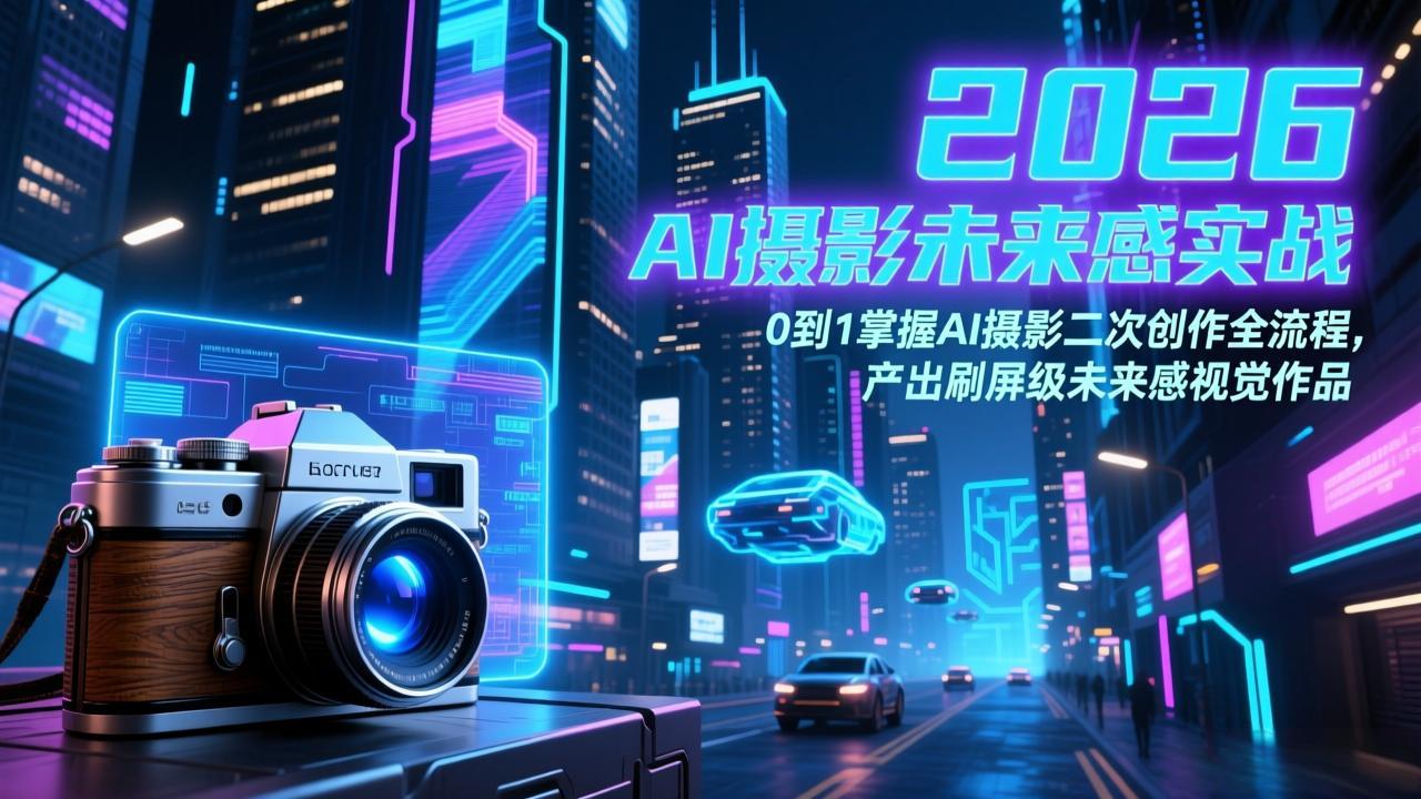 2026 AI摄影未来感实战：0到1掌握AI摄影二次创作全流程，产出刷屏级未来感视觉作品-百盟网