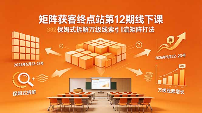 矩阵获客终点站第12期线下课 2026年5月22-23号 保姆式拆解万级线索引流矩阵打法-百盟网