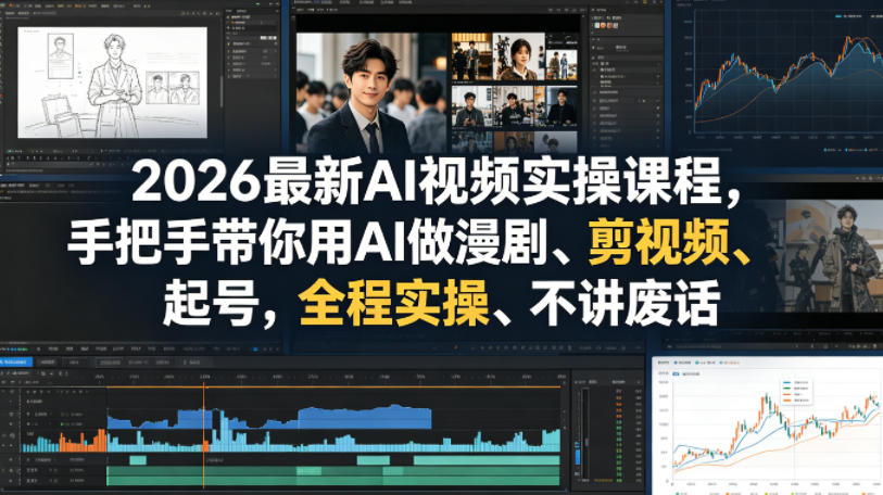 2026最新AI视频实操课程,手把手带你用AI做漫剧、剪视频、起号,全程实操、不讲废话-百盟网