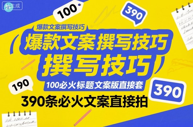 爆款文案撰写技巧，100个必火标题文案模版直接套，390条必火文案直接拍-百盟网