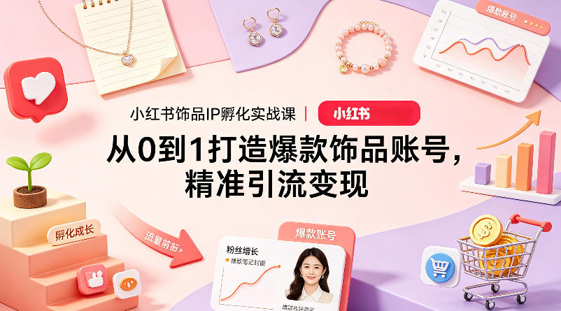 小红书饰品IP孵化实战课|从0到1打造爆款饰品账号,精准引流变现-百盟网
