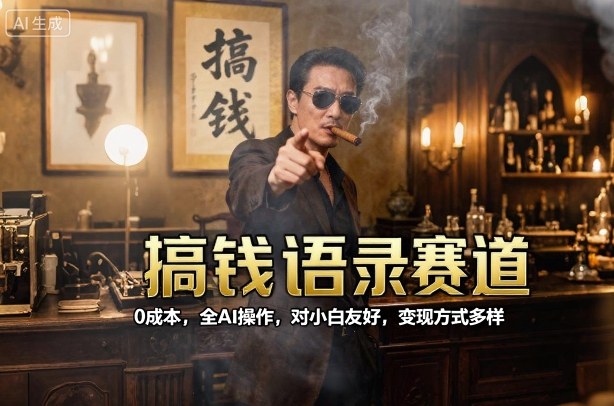 搞钱语录赛道，0成本，全AI操作，对小白友好，变现方式多样-百盟网