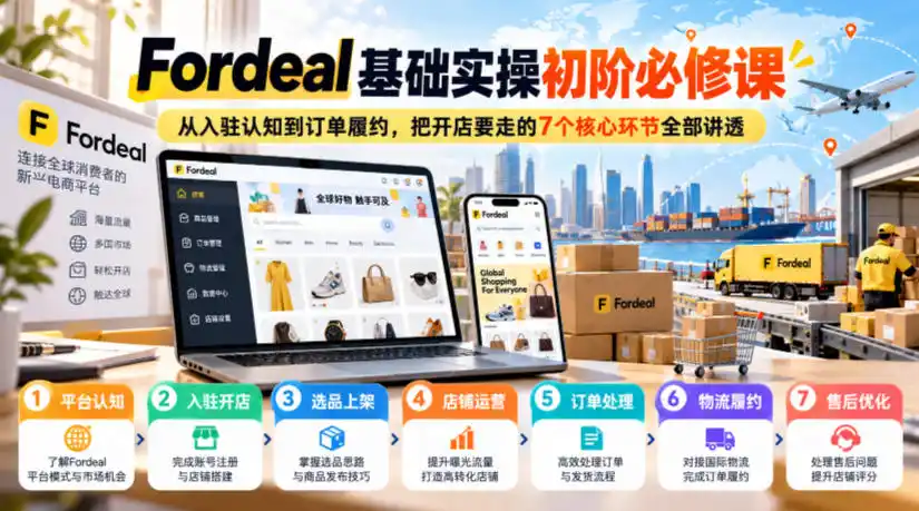 Fordeal基础实操初阶必修课，从入驻认知到订单履约，把开店要走的7个核心环节全部讲透-百盟网