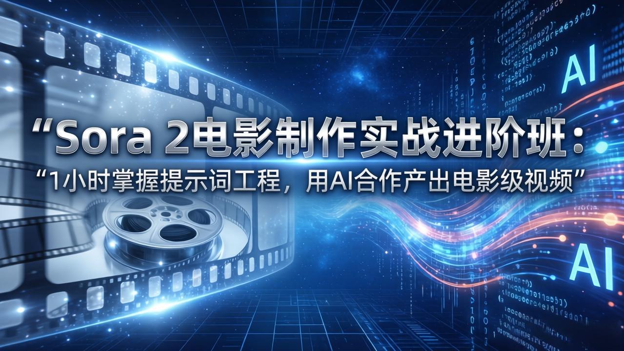 Sora 2电影制作实战进阶班：1小时掌握提示词工程，用AI合作产出电影级视频-百盟网