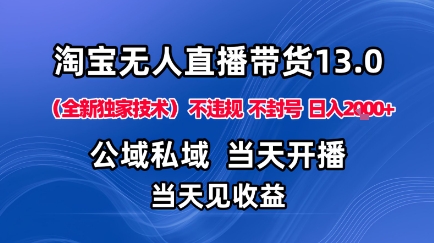 淘宝无人直播13.0，公域私域技术，不封号，不违规布局下半年旺季赛道，日入1K+(独家技术)【揭秘】-百盟网