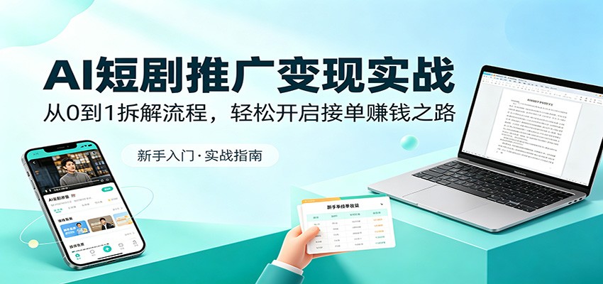 AI短剧推广变现实战：从0到1拆解流程，轻松开启接单赚钱之路-百盟网