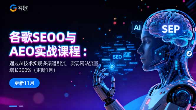 谷歌SEO与AEO实战课程：通过AI技术实现多渠道引流，实现网站流量增长300%-百盟网