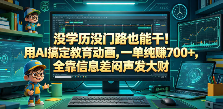 没学历没门路也能干！用AI搞定教育动画，一单纯賺700+，全靠信息差闷声发大财【揭秘】-百盟网