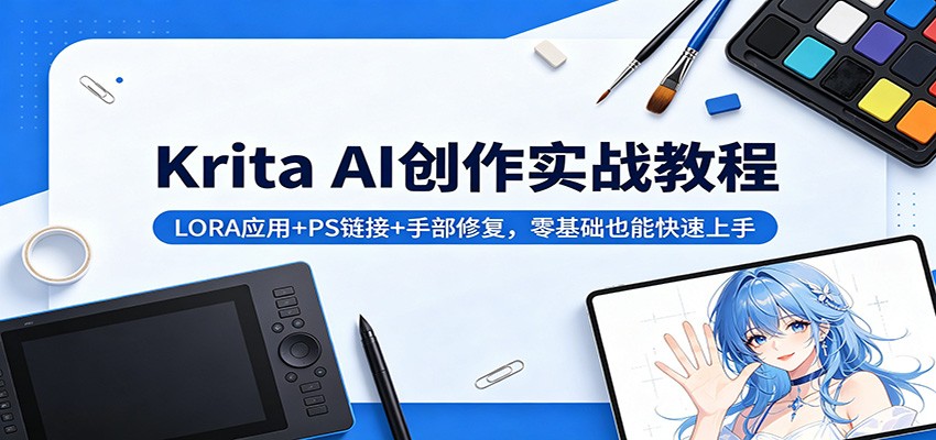 Krita AI创作实战教程：LORA应用+PS链接+手部修复，零基础也能快速上手-百盟网