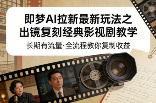 即梦AI拉新最新玩法之出镜复刻经典影视剧教学,长期有流量,全流程教你复制收益-百盟网