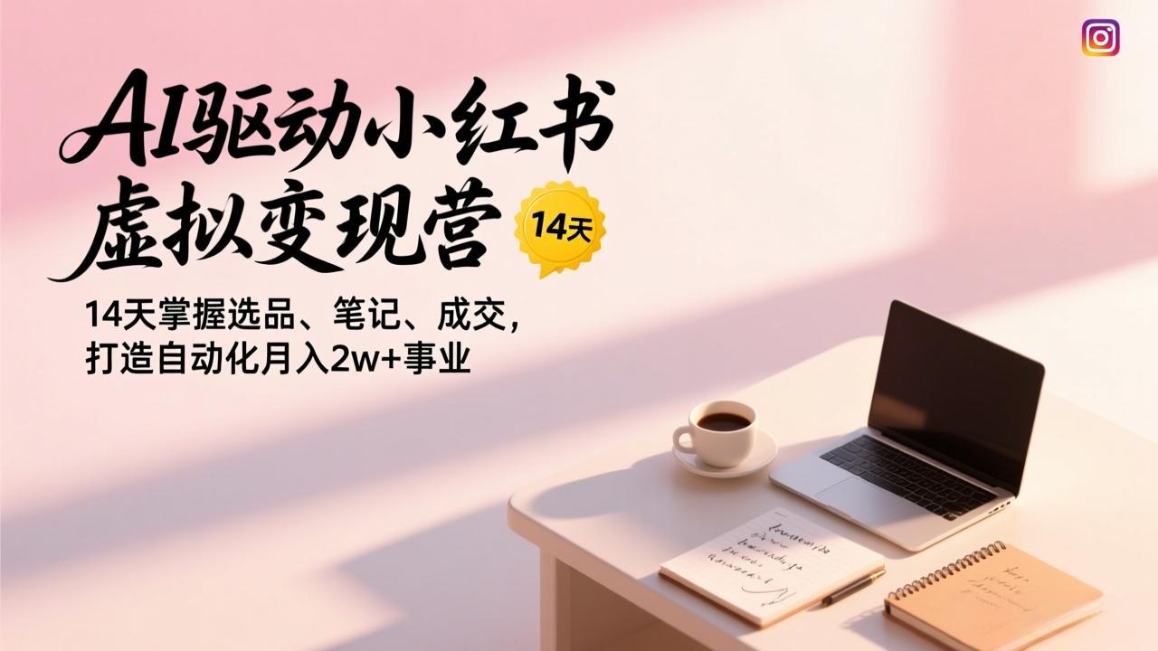 AI驱动小红书虚拟变现营,14天掌握选品、笔记、成交,打造自动化月入2w+事业-百盟网