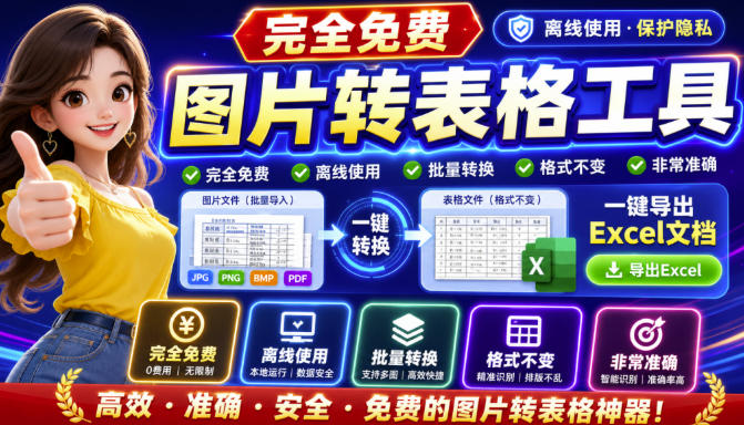 图片表格识别提取工具，支持一键从图片中智能提取表格并导出Excel文件，可离线免网运行，FastTableOCR-百盟网