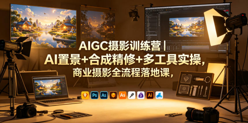 AIGC摄影训练营|AI置景+合成精修+多工具实操,商业摄影全流程落地课-百盟网