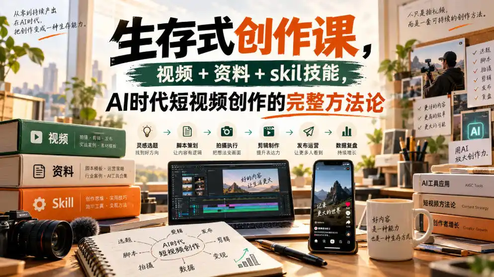 生存式创作课，视频+资料+skil技能，ai时代短视频创作的完整方法论-百盟网
