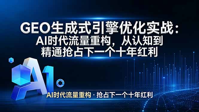 GEO 生成式引擎优化实战：AI时代流量重构，从认知到精通抢占下一个十年红利-百盟网