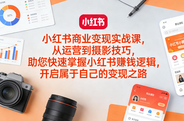 小红书商业变现实战课,从运营到摄影技巧,助您快速掌握小红书賺钱逻辑,开启属于自己的变现之路-百盟网