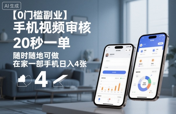 【0门槛副业】手机视频审核,20秒一单,随时随地可做,在家一部手机日入4张【揭秘】-百盟网