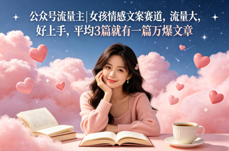 公众号流量主女孩情感文案赛道，流量大，好上手，平均3篇就有一篇万爆文章-百盟网