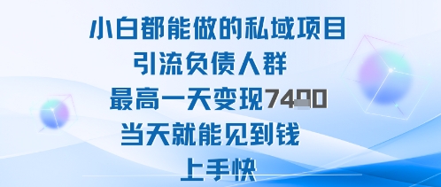 2025年小白都能做的私域项目引流负债人群最高一天变现1k+高变现难度低当天就能见到钱上手快-百盟网