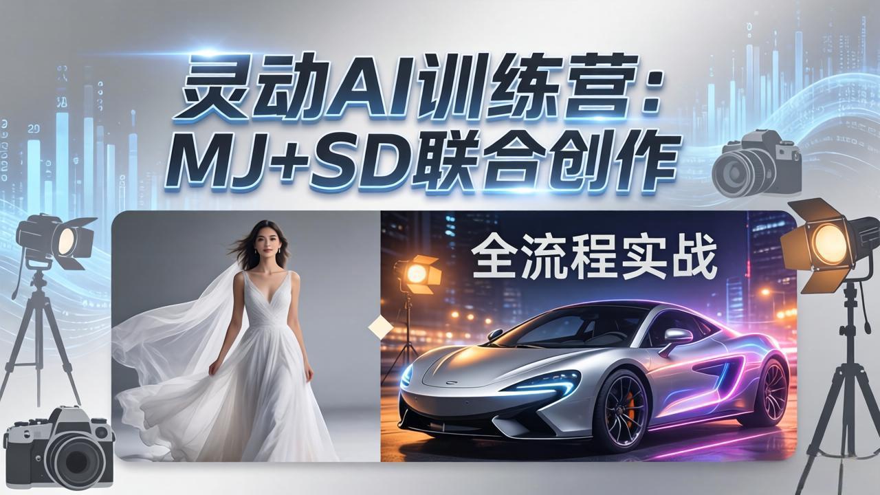 灵动AI训练营-3.0课程:MJ+SD联合创作,从婚纱大片到汽车广告,摄影后期全流程实战-百盟网