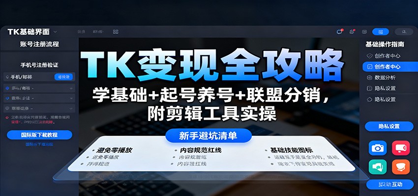 TK变现全攻略：学基础+起号养号+联盟分销，附剪辑工具实操-百盟网