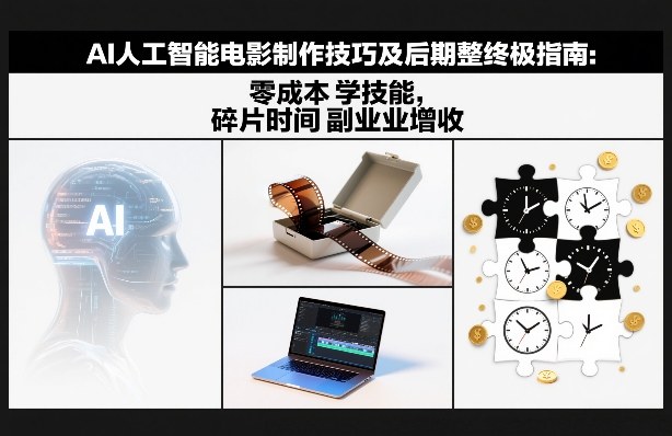 AI人工智能电影制作技巧及后期完整终极指南：零成本学技能，碎片时间副业增收-百盟网