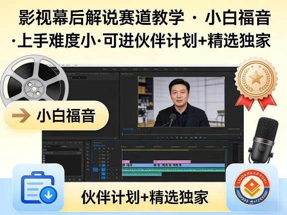 某大佬的影视幕后解说赛道教学，小白福音，上手难度小，可进伙伴计划+精选独家-百盟网
