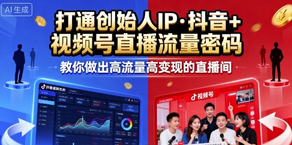 25年直播9-10两期线下课，打通创始人IP，抖音+视频号直播流量密码，教你做出高流量高变现的直播间-百盟网