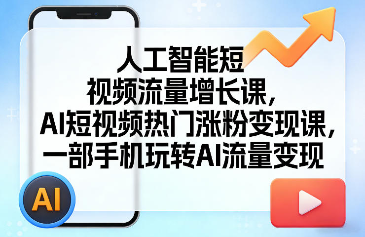 人工智能短视频流量增长课，AI短视频热门涨粉变现课，一部手机玩转AI流量变现-百盟网