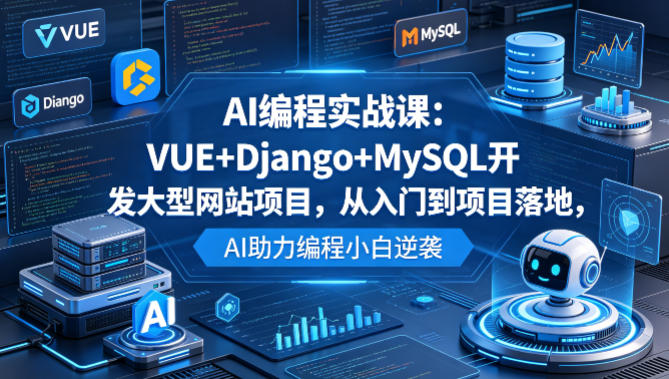 AI编程实战课：VUE+Django+MySQL开发大型网站项目，从入门到项目落地，AI助力编程小白逆袭-百盟网