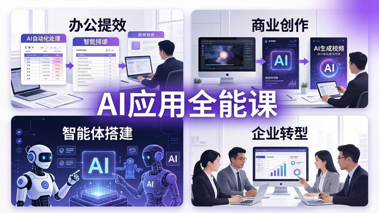 AIGC 应用全能课:办公提效、商业创作、智能体搭建、企业转型,一站式学会AI应用-百盟网