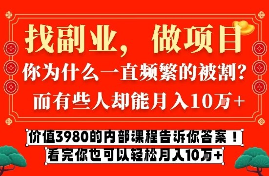 价值3980的网创内部课程，告诉你互联网创业月入10个W的秘密【揭秘】-百盟网
