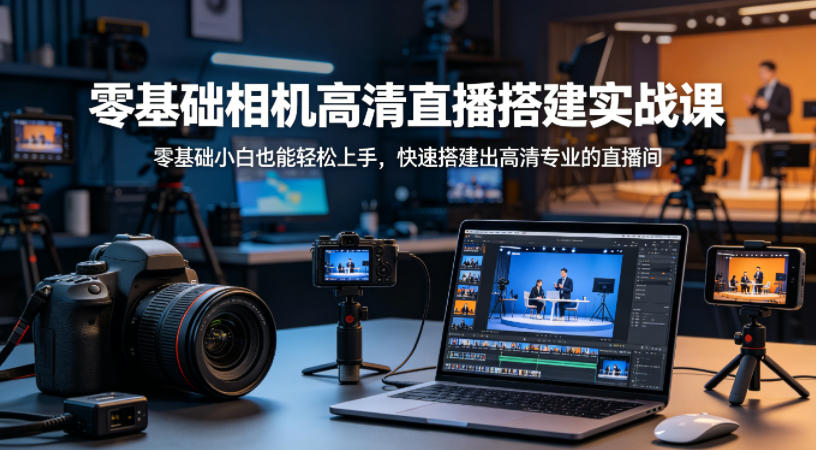 零基础相机高清直播间搭建实战课，小白也能轻松上手，快速搭建出高清专业的直播间-百盟网